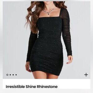 Windsor Black Rhinestone Long Sleeve Dress